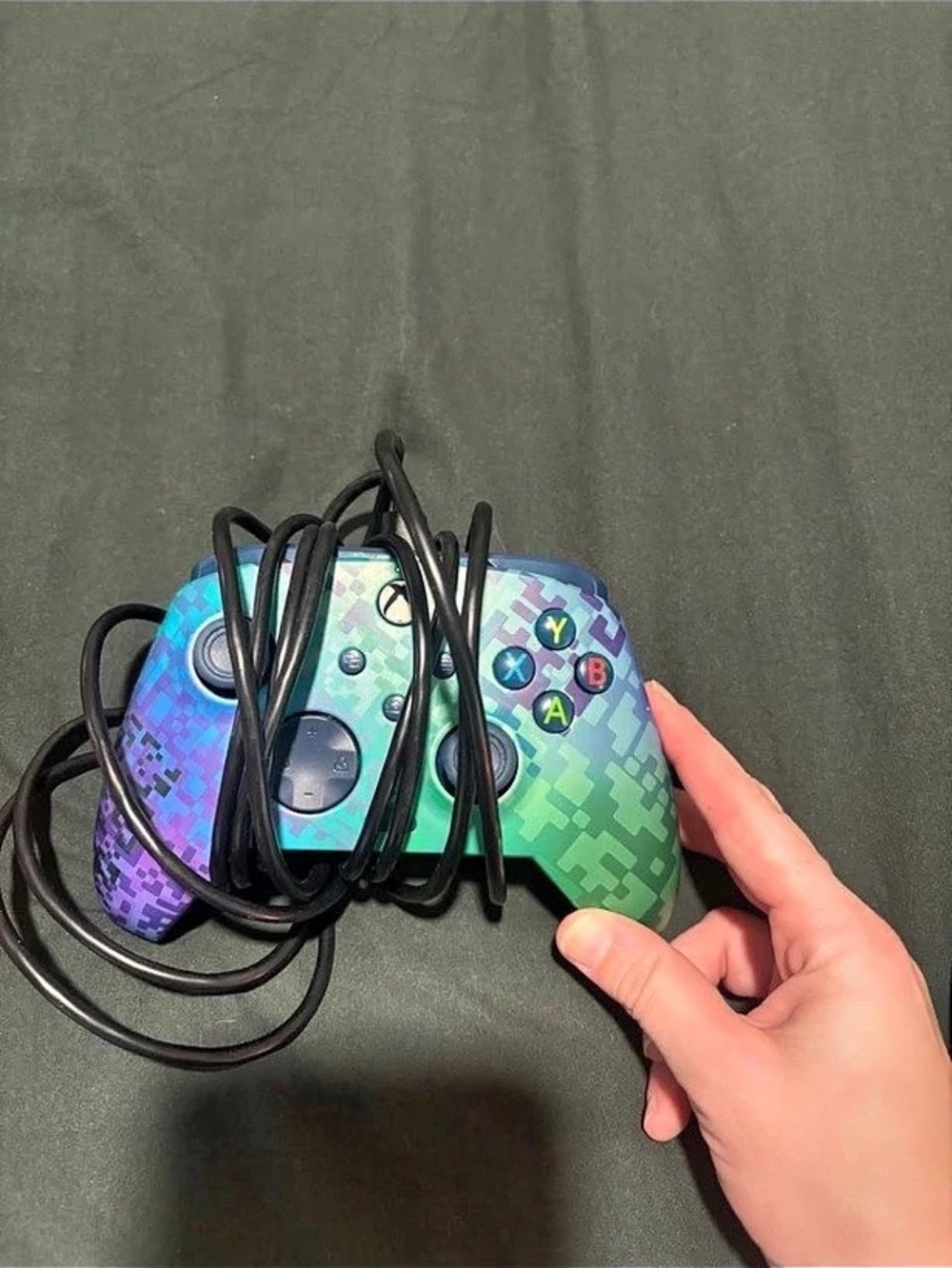 Wired Video Game Controller Purple & Green